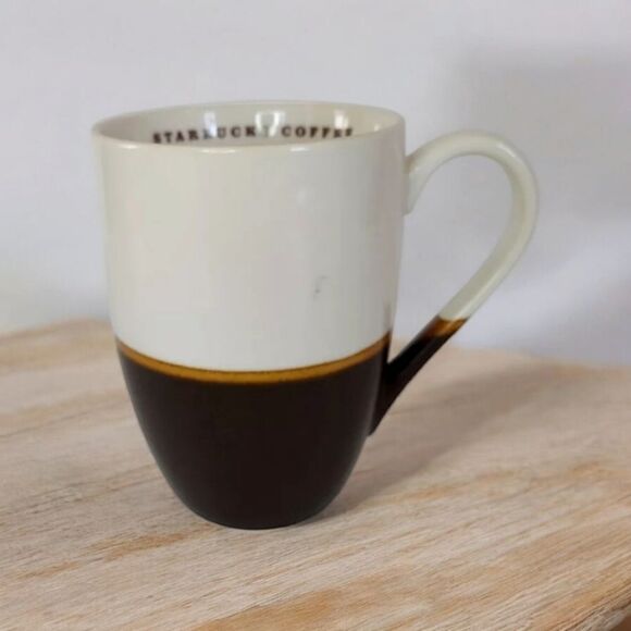 Starbucks Limited Edition Retro 2008 White Brown Ceramic Coffee Cup Tea Mug 12oz - Picture 2 of 4
